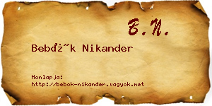 Bebők Nikander névjegykártya